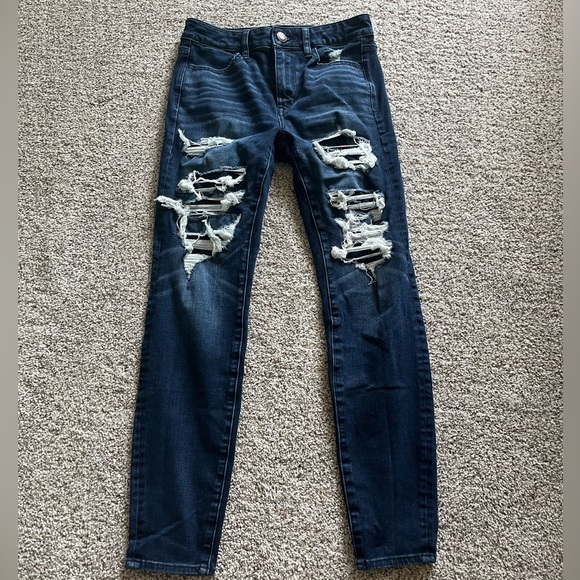 American Eagle Dark Blue Ripped Jeans - Picture 1 of 3
